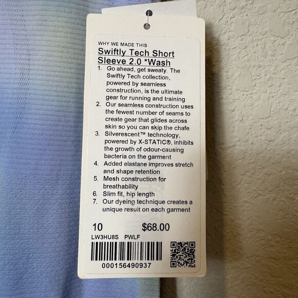 Lululemon Swiftly Tech Short Sleeve 2.0 Hip Length Lavender Frost Multi Sz 10 - Picture 4 of 9